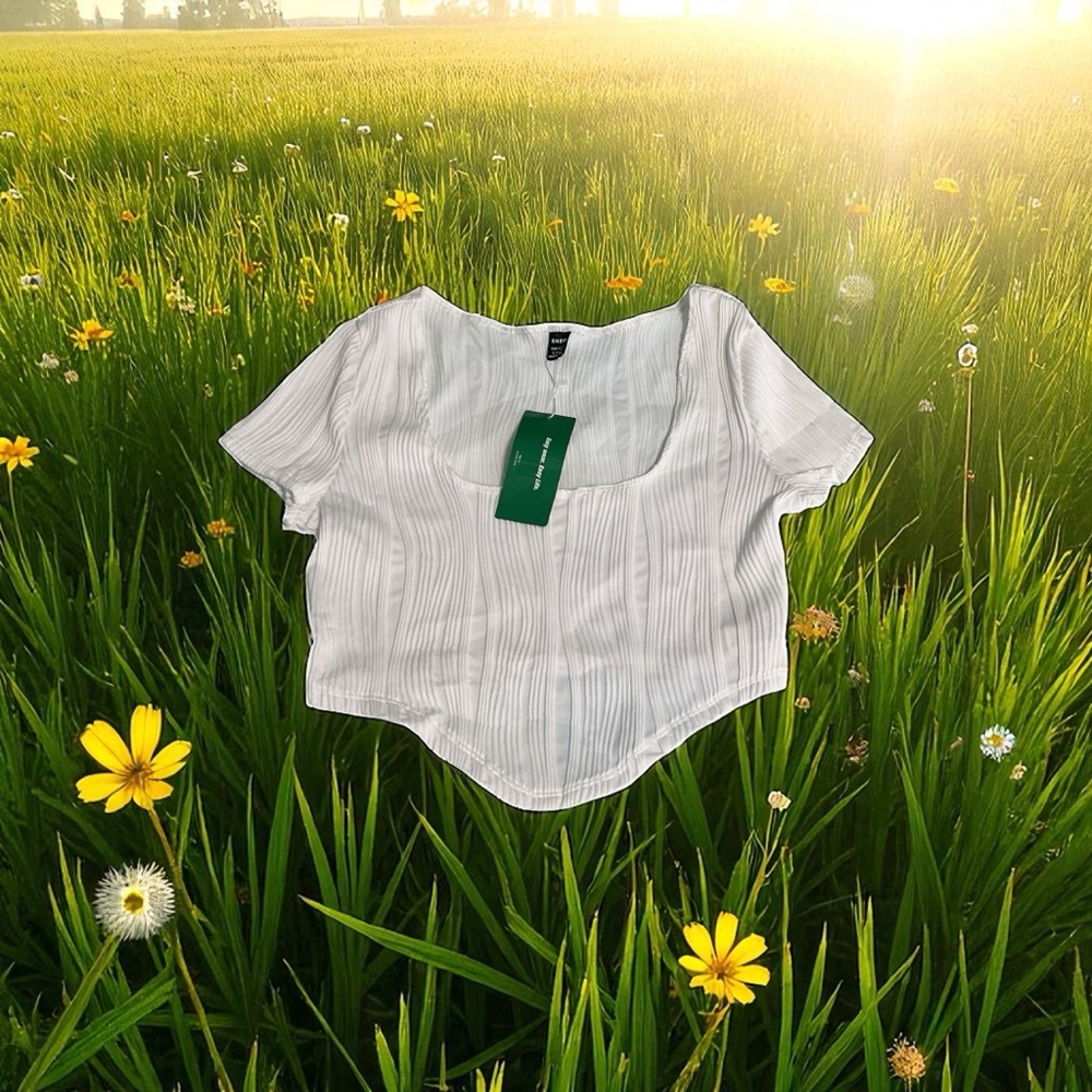 SHEIN Textured White Blouse